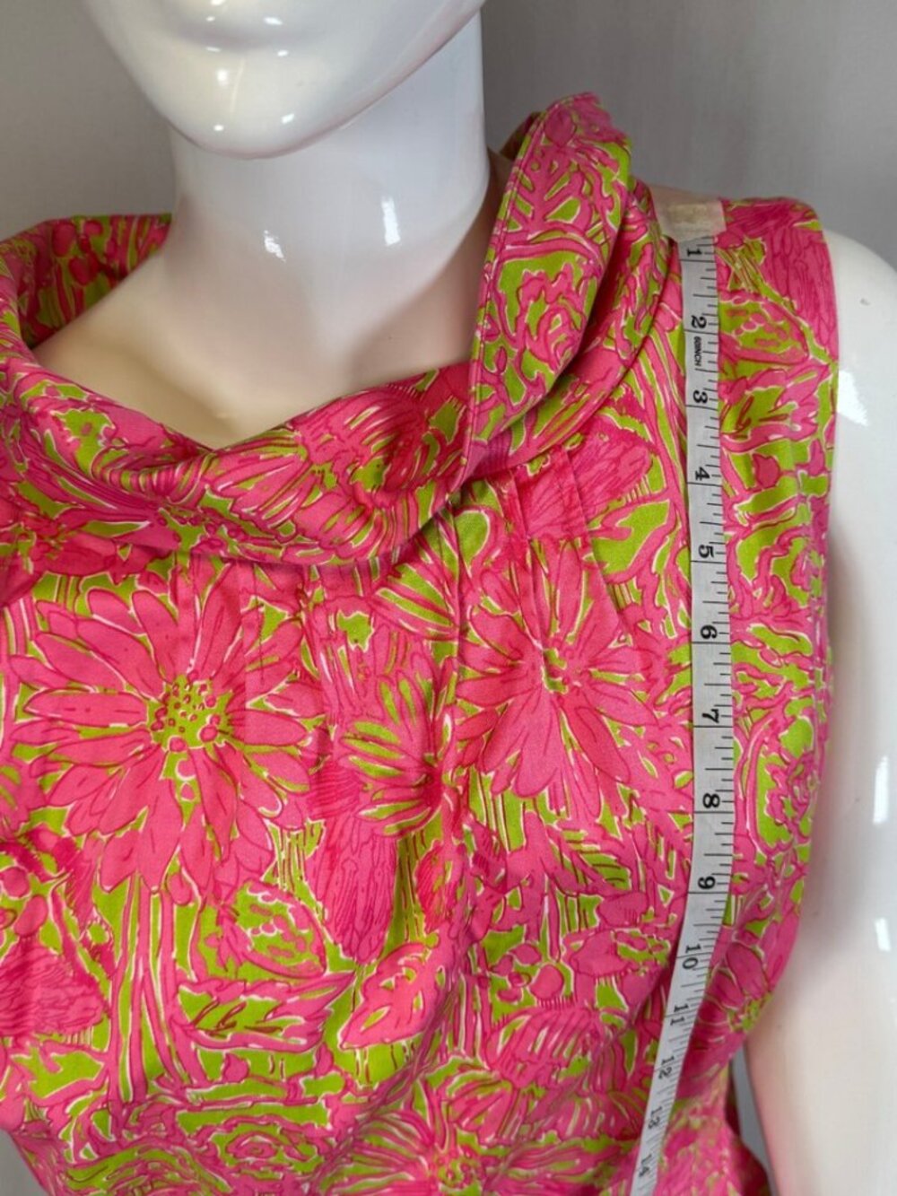 Lilly Pulitzer Midi Pink Green Floral Cotton Lined Shift Dress Size 12 - Picture 8 of 16